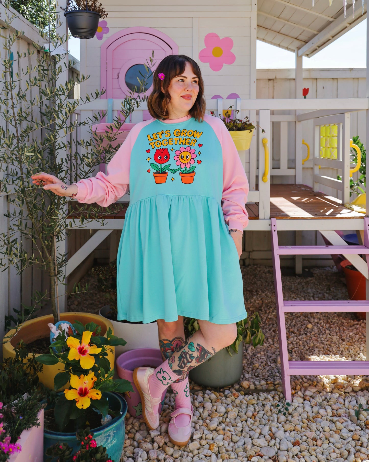 Let's Grow together jumper dress