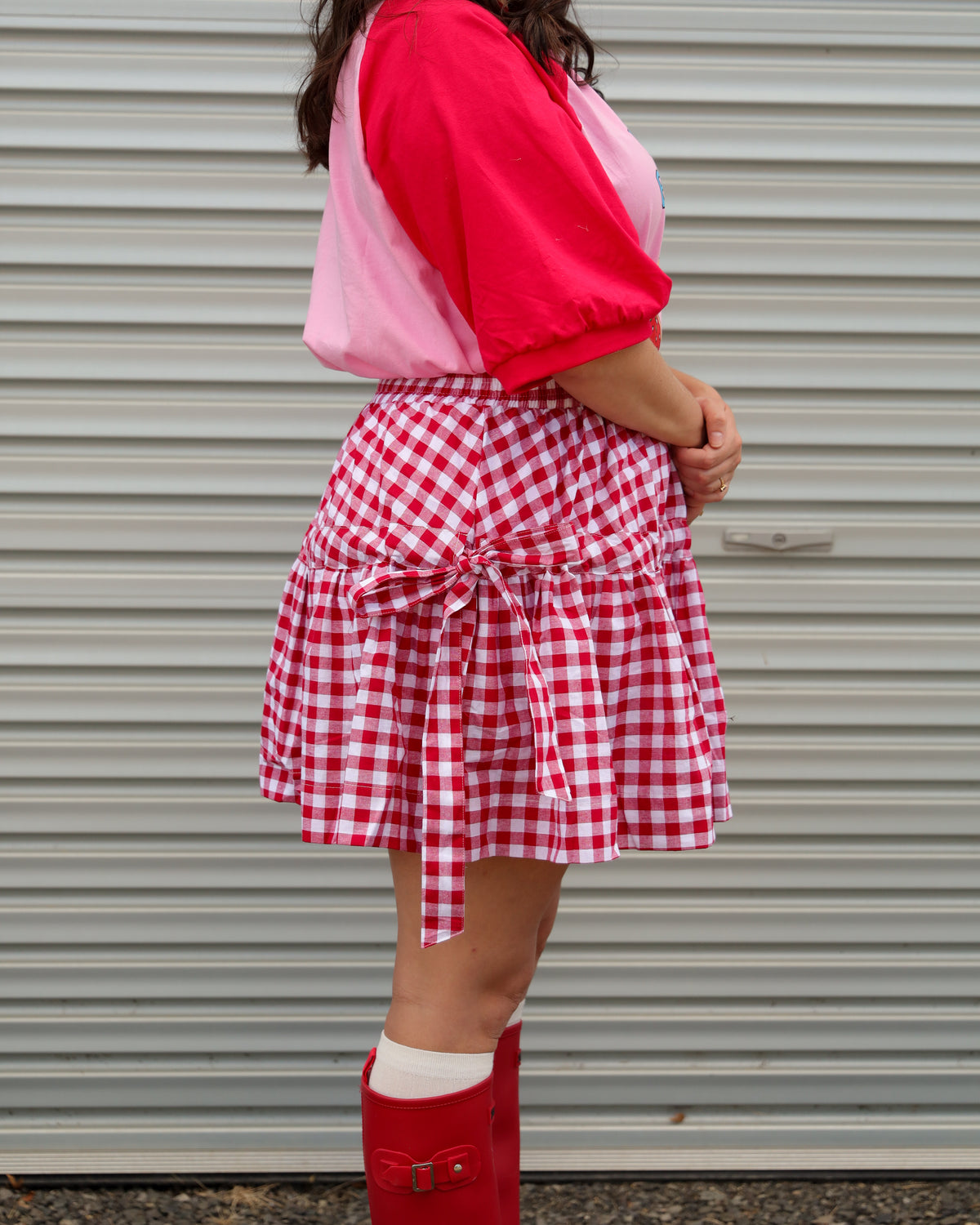 Berry Gingham Skirt