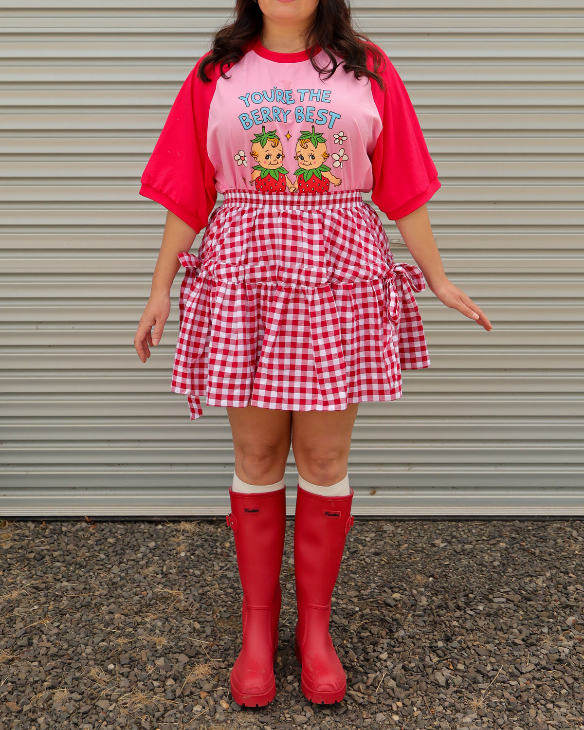 Berry Gingham Skirt