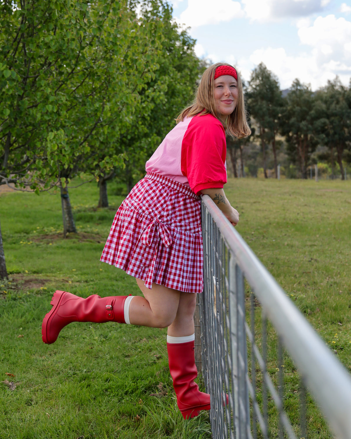 Berry Gingham Skirt