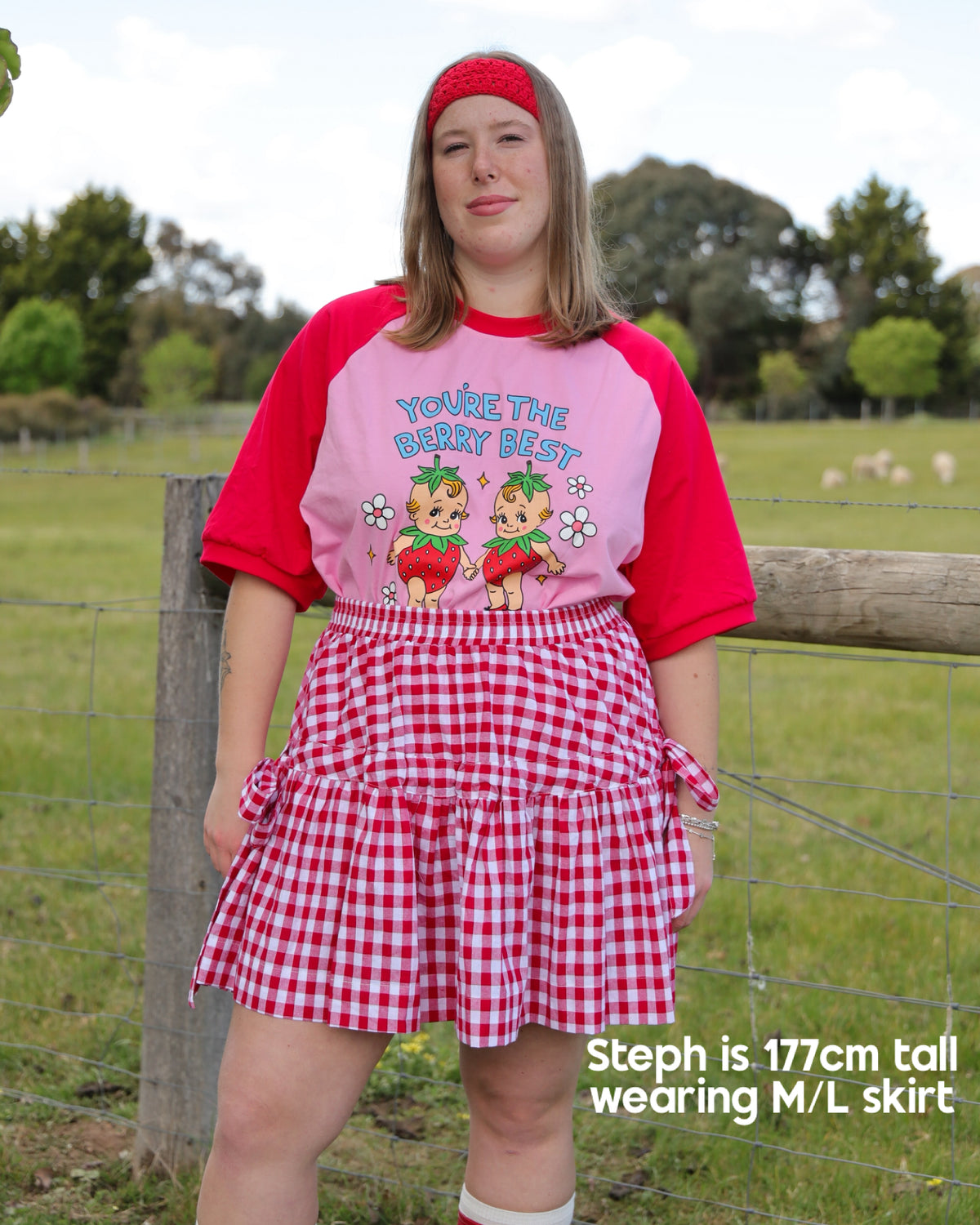 Berry Gingham Skirt
