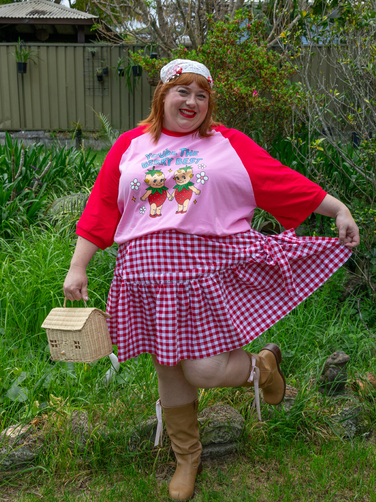 Berry Gingham Skirt