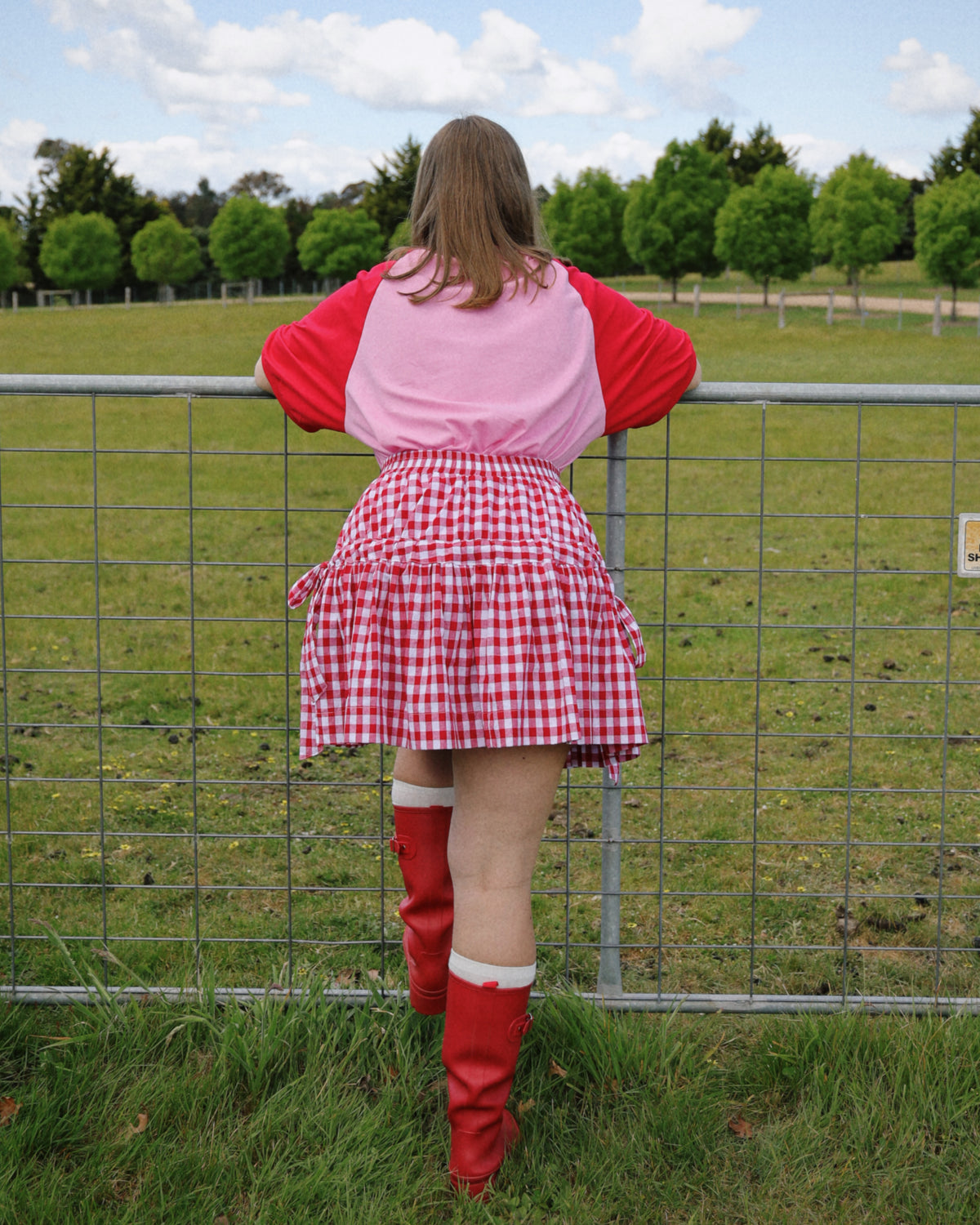 Berry Gingham Skirt